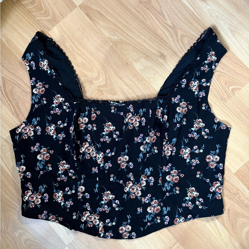 And Now This Floral Corset Crop Top